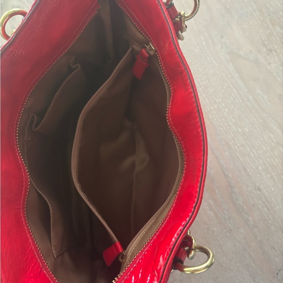COACH Red Patent Leather Bag with Gold Accents - Picture 10 of 12